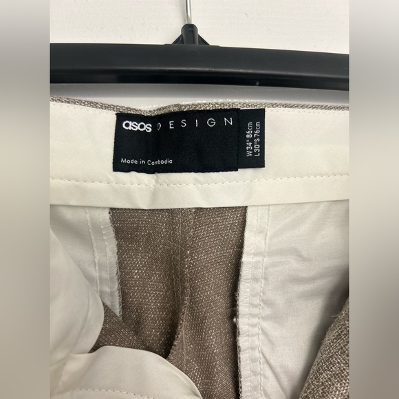 NWT ASOS DESIGN skinny suit pants in beige microtexture - Picture 6 of 8